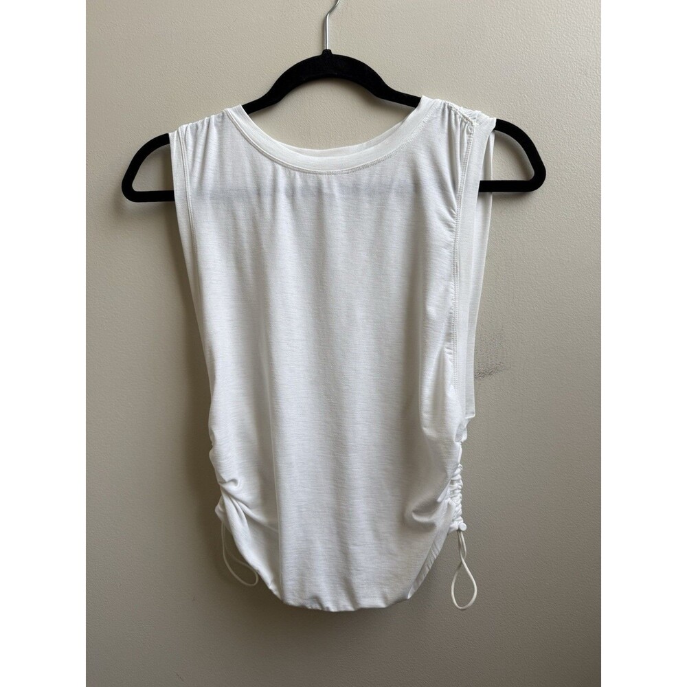 Free People Movement Women’s Muscle Tank White Drawstring Sides Crew Neck Small